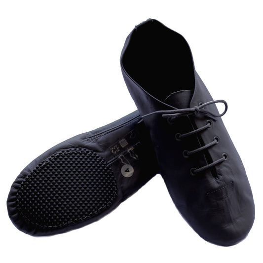 BLACK SPLIT SOLE JAZZ SHOE WITH RUBBER FRONT AND HEEL Dance Shoes Dancers World 