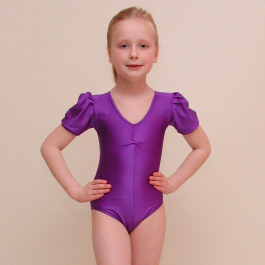 BECKY - PUFF SLEEVE GATHERED FRONT LEOTARD