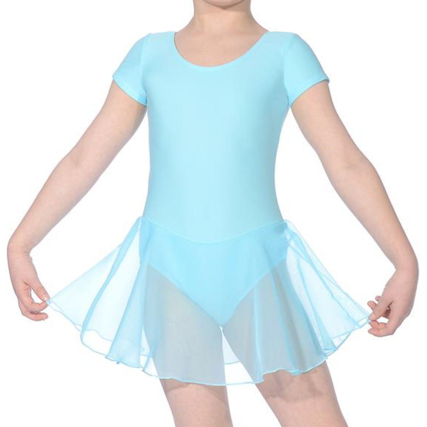 ABBI - ISTD STYLE SHORT SLEEVE SKIRTED LEOTARD Dancewear Dancers World Aqua 00 (Age 2-4) 