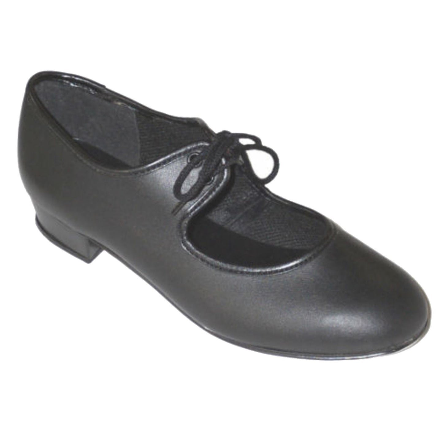 BLACK PU LOW HEEL TAP SHOES - ADULT SIZE 8 Dance Shoes Dancers World Adult 8 