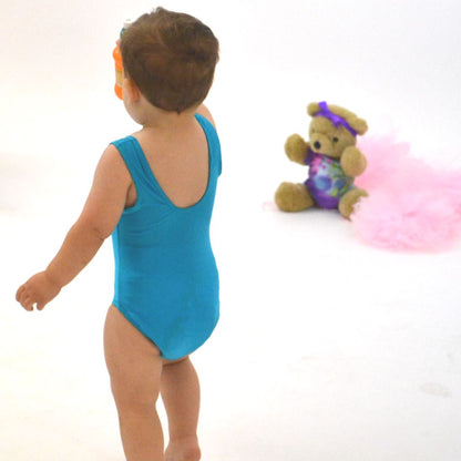 CHARLIE - BABY SIZES - SLEEVELESS PLAIN FRONT LEOTARD Dancewear Dancers World Kingfisher 0-3 Months 