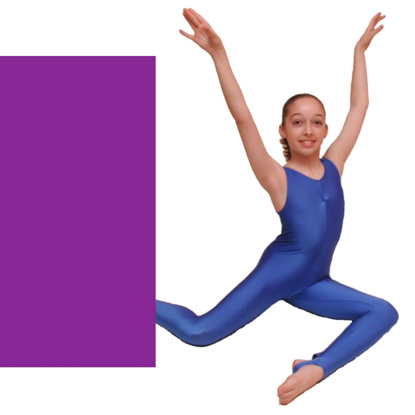DEBBIE - GATHERED FRONT CATSUIT Dancewear Dancers World Purple 00 (Age 2-4) 