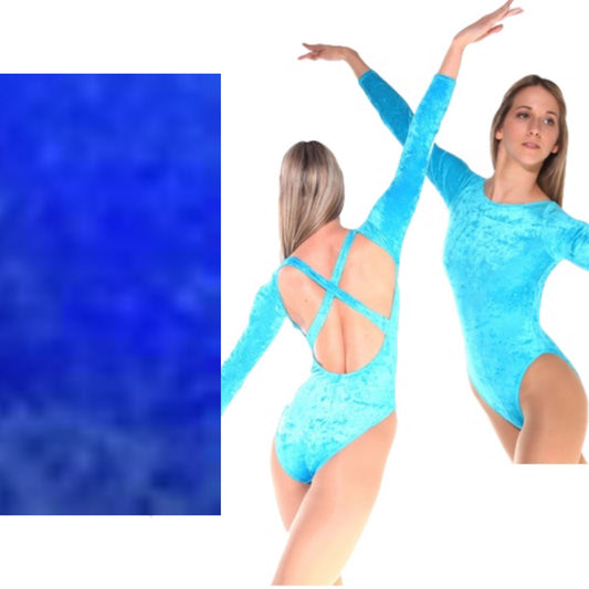 FRANCINE - ROYAL BLUE LOW BACK CRUSHED VELVET X BACK LEOTARD - SIZE 3 (DRESS SIZE 8-10) Dancewear Arabesque 