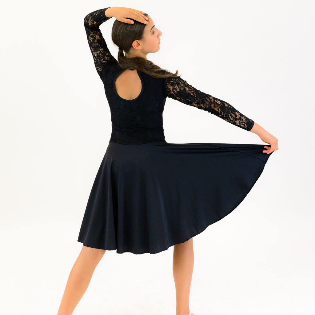 HAZEL - LONG SLEEVE LACE BALLROOM PRACTICE DRESS Dancewear Click Dancewear 
