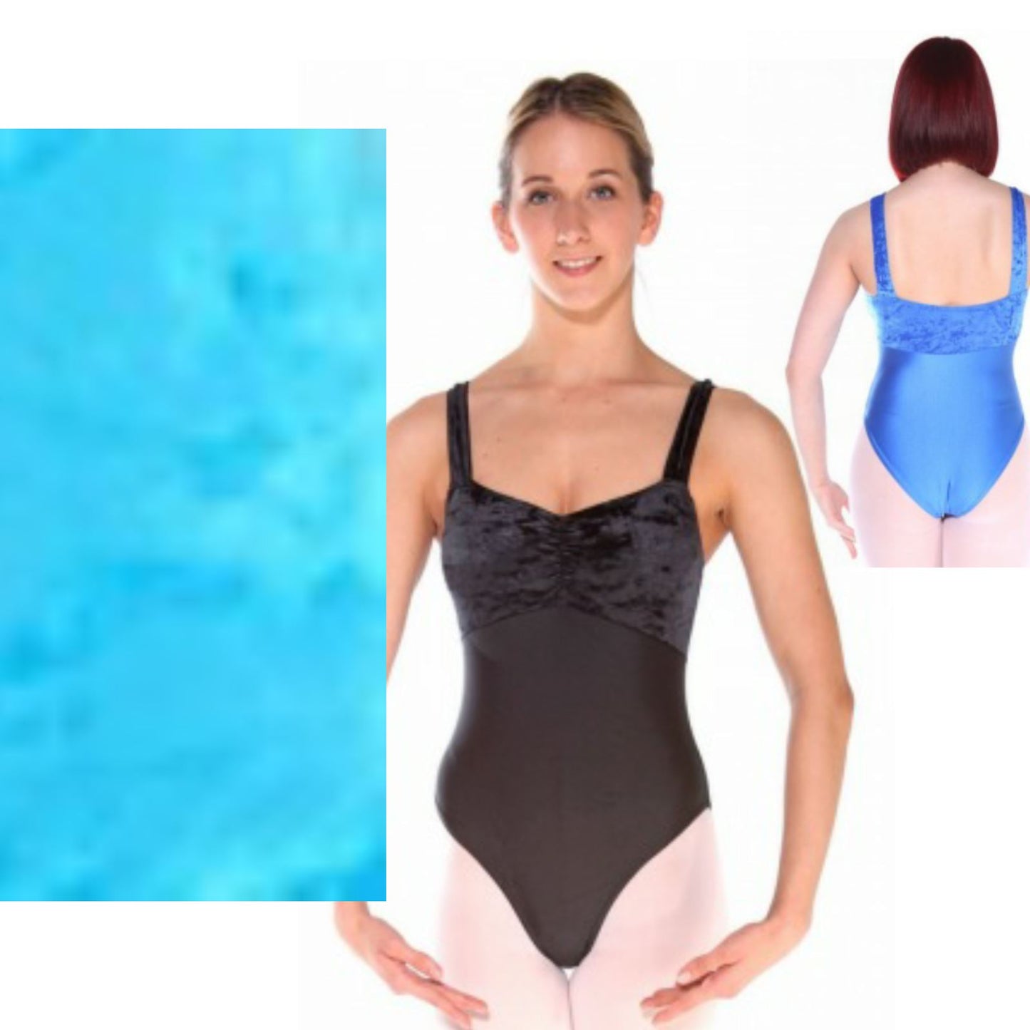 IRIS - TURQUOISE WIDE STRAP RUCHED FRONT LEOTARD - SIZE 2A (AGE 10-11) Dancewear Arabesque 