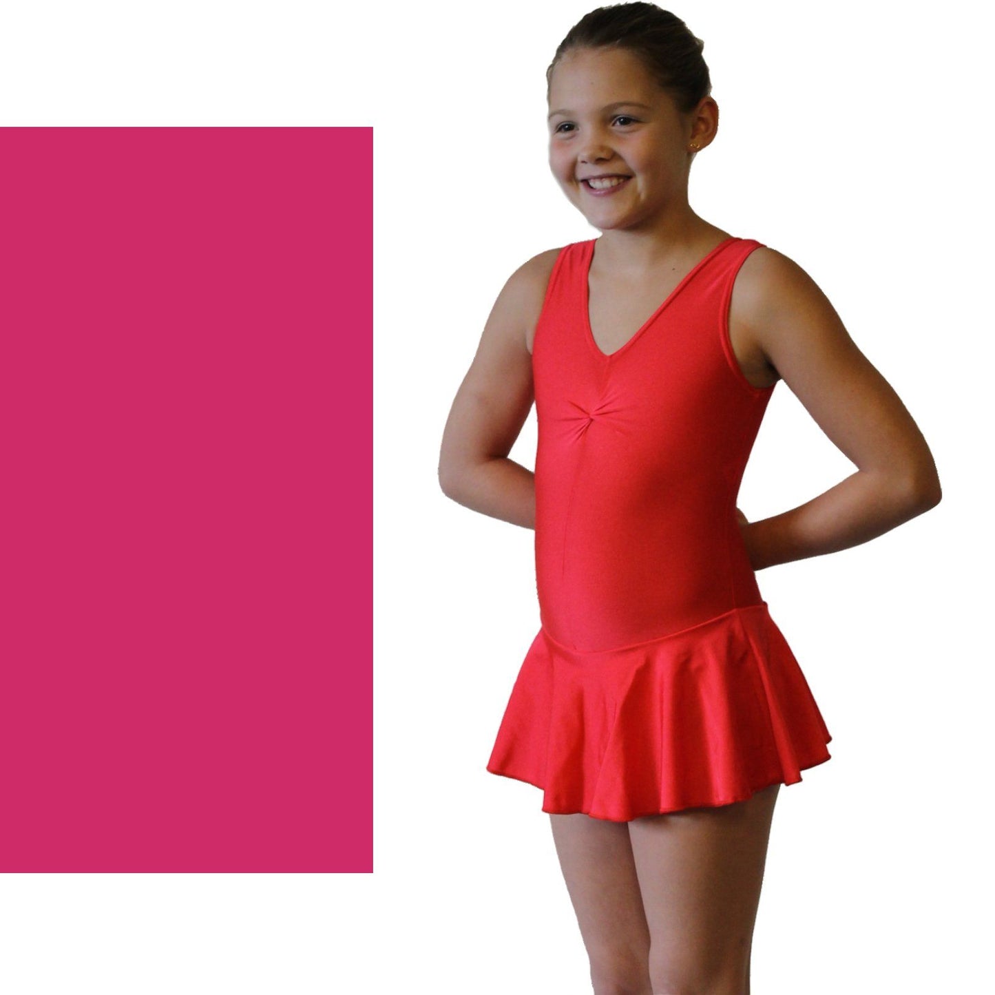KATIE - SKIRTED LEOTARD - BOLD COLOURS Dancewear Dancers World Cerise 00 (Age 2-4) 