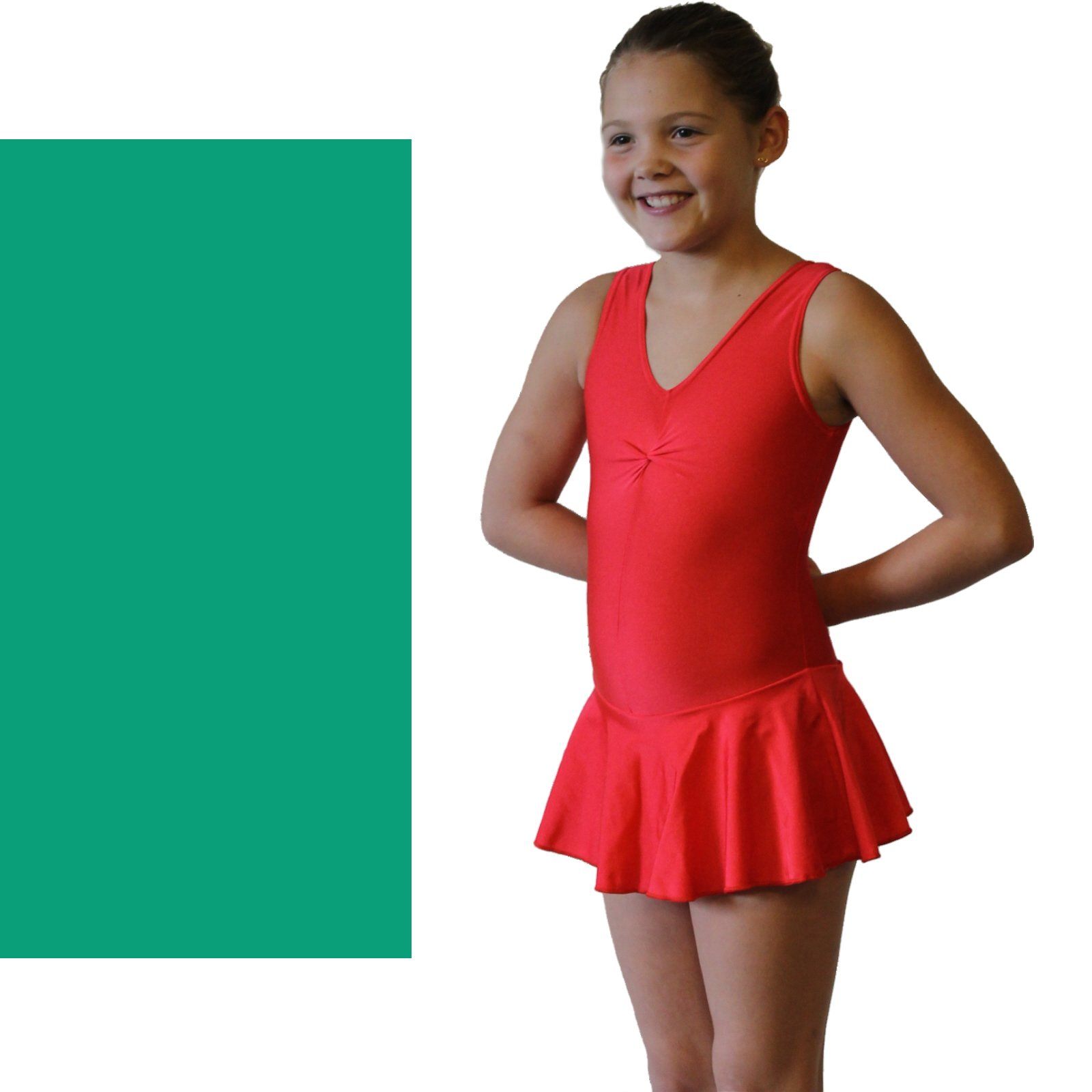 KATIE - SKIRTED LEOTARD - BOLD COLOURS Dancewear Dancers World Jade Green 00 (Age 2-4) 