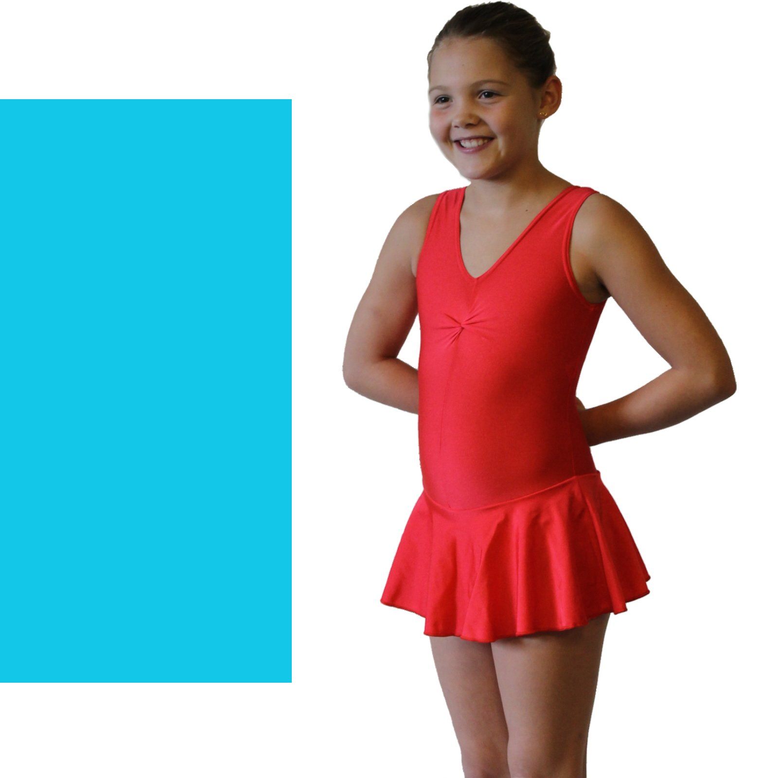 KATIE - SKIRTED LEOTARD - BOLD COLOURS Dancewear Dancers World Kingfisher 000 (Toddler) 