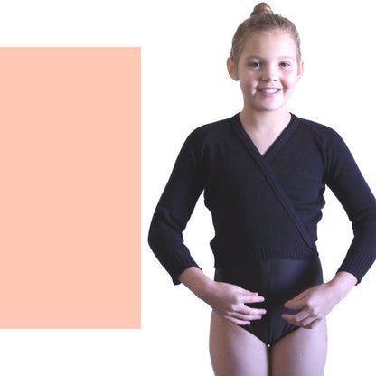 KNITTED ACRYLIC CROSSOVER BALLET / ICE SKATING CARDIGAN Dancewear Dancers World Ballet Pink (Peach) 22" chest 