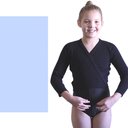 KNITTED ACRYLIC CROSSOVER BALLET / ICE SKATING CARDIGAN Dancewear Dancers World Pale Blue 22" chest 