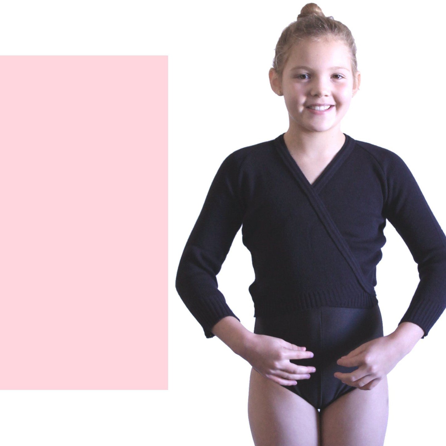 KNITTED ACRYLIC CROSSOVER BALLET / ICE SKATING CARDIGAN Dancewear Dancers World Pale Pink 22" chest 