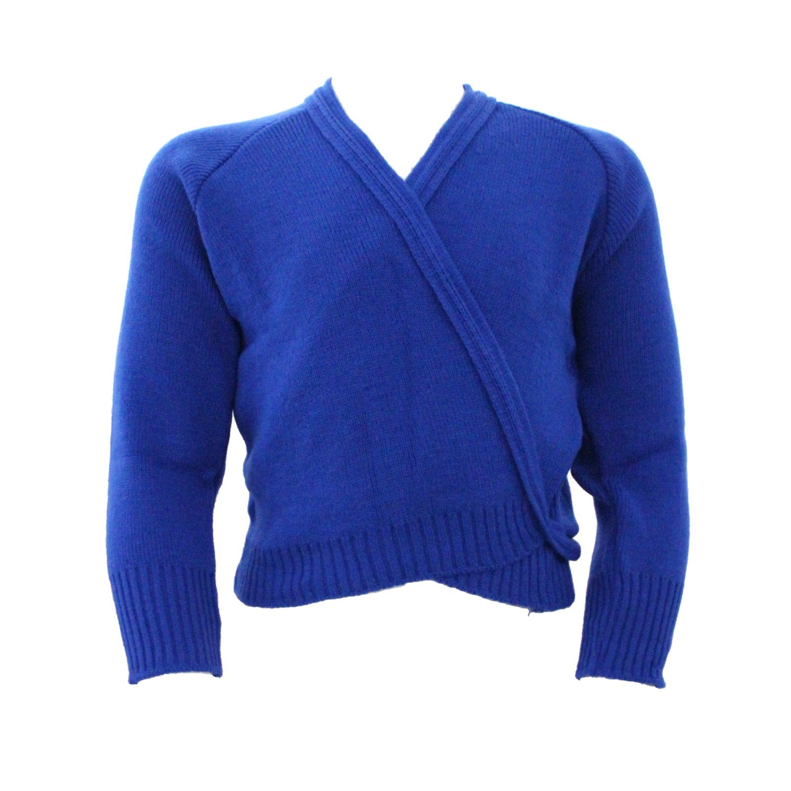 KNITTED ACRYLIC CROSSOVER BALLET / ICE SKATING CARDIGAN Dancewear Dancers World Royal Blue 22" chest 