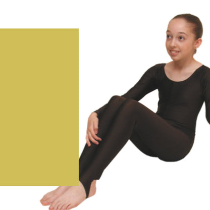 LEIGH - LONG SLEEVE CATSUIT/UNITARD - ANIMAL COLOURS Dancewear Dancers World Deep Gold 00 (Age 2-4) 