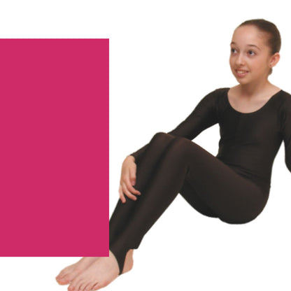 LEIGH - LONG SLEEVE CATSUIT/UNITARD Dancewear Dancers World Cerise 00 (Age 2-4) 