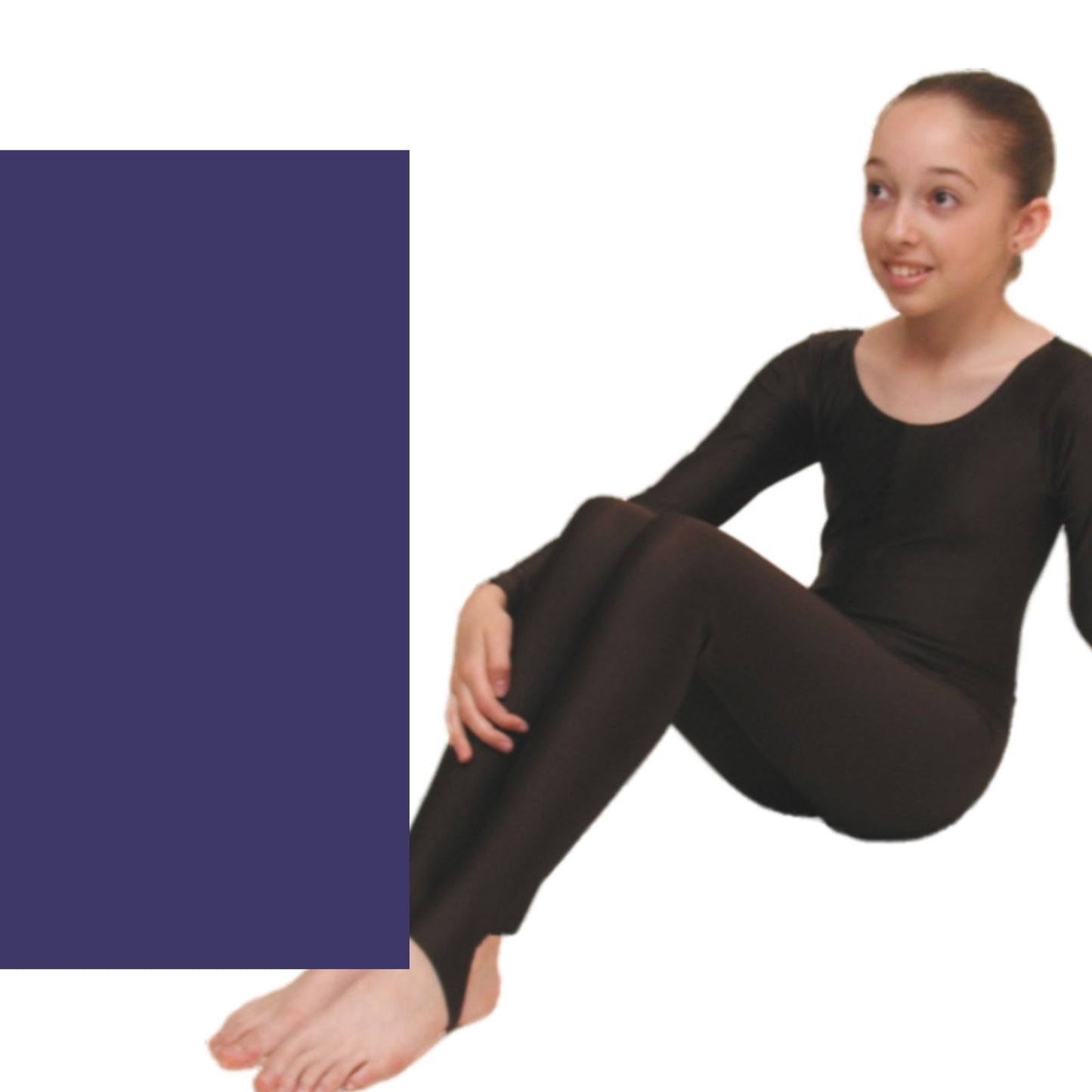 LEIGH - LONG SLEEVE CATSUIT/UNITARD Dancewear Dancers World Navy 00 (Age 2-4) 