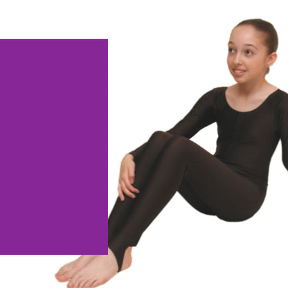 LEIGH - LONG SLEEVE CATSUIT/UNITARD Dancewear Dancers World Purple 00 (Age 2-4) 