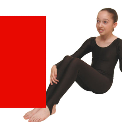 LEIGH - LONG SLEEVE CATSUIT/UNITARD Dancewear Dancers World Red 00 (Age 2-4) 