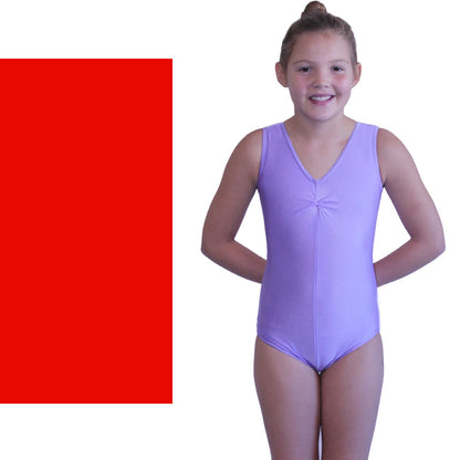 LOUISE - SLEEVELESS GATHERED FRONT LEOTARD - BOLD COLOURS Dancewear Dancers World Red 00 (Age 2-4) 