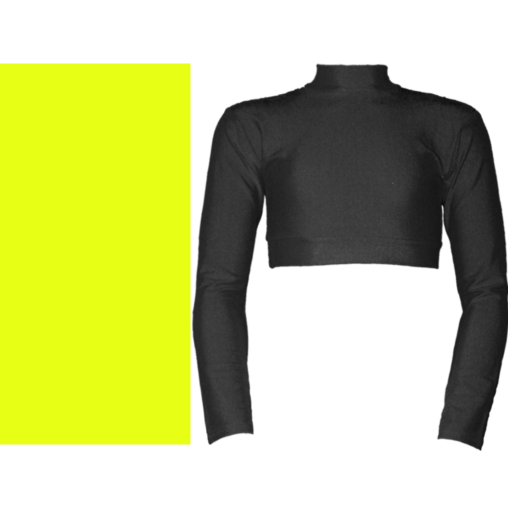 PAIGE - LONG SLEEVE POLO NECK CROP TOP Dancewear Dancers World Fluorescent Yellow 00 (Age 2-4) 