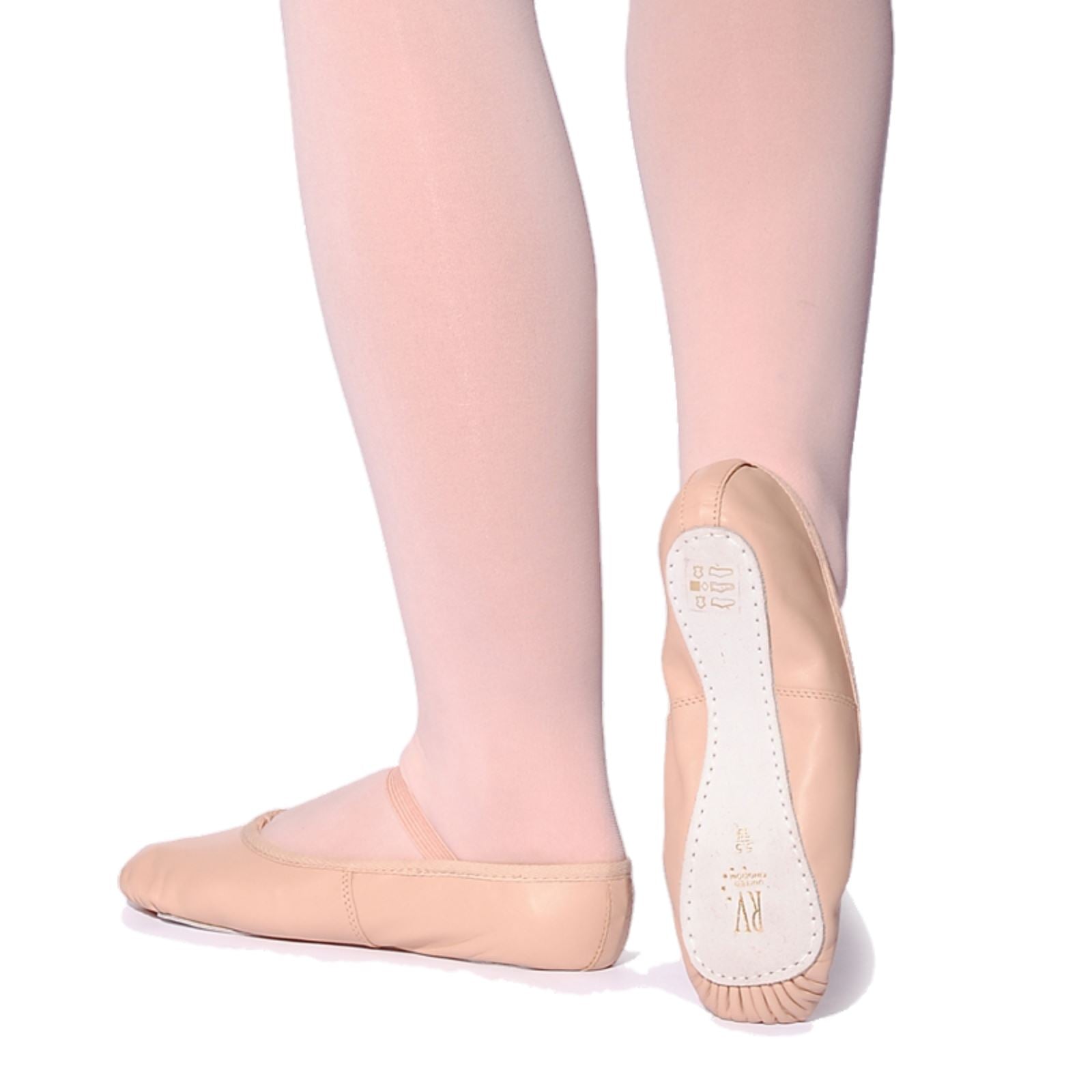 ROCH VALLEY PINK LEATHER OPHELIA BALLET SHOES - PRE SEWN ELASTIC Dance Shoes Roch Valley 