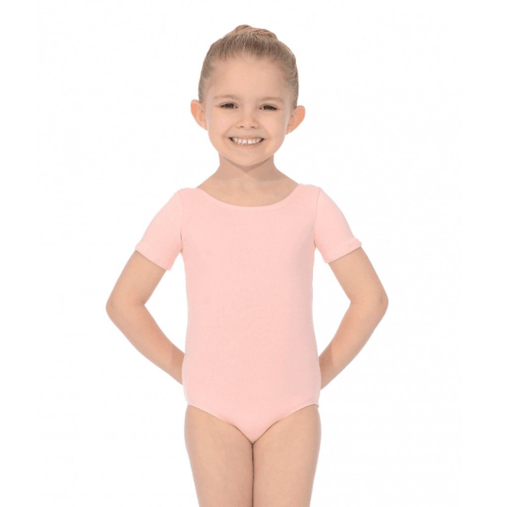 ROCH VALLEY SHORT SLEEVE COTTON PRE-PRIMARY LEOTARD Dancewear Roch Valley Pale Pink 0 (Age 3-4) 