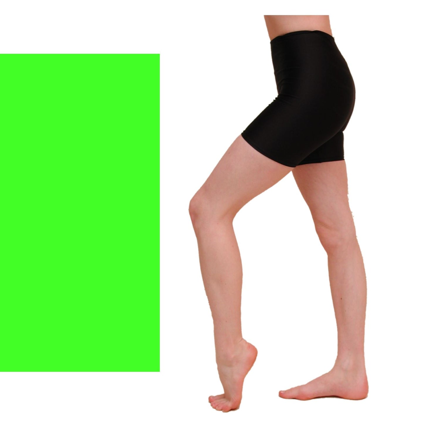 SAM - THIGH LENGTH SHORTS - NEON & FLUORESCENT Dancewear Dancers World Fluorescent Green 00 (Age 2-4) 