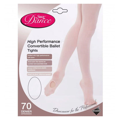 'SILKY' BRAND 70 DENIER THEATRICAL PINK HIGH PERFORMANCE CONVERTIBLE BALLET DANCE TIGHTS Tights & Socks Silky 