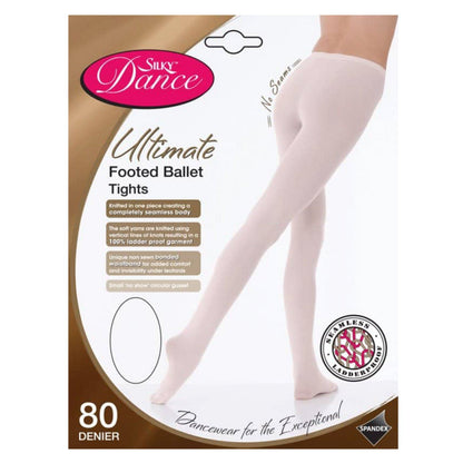 'SILKY' BRAND 80 DENIER THEATRICAL PINK ULTIMATE SEAMLESS FOOTED BALLET DANCE TIGHTS Tights & Socks Silky 