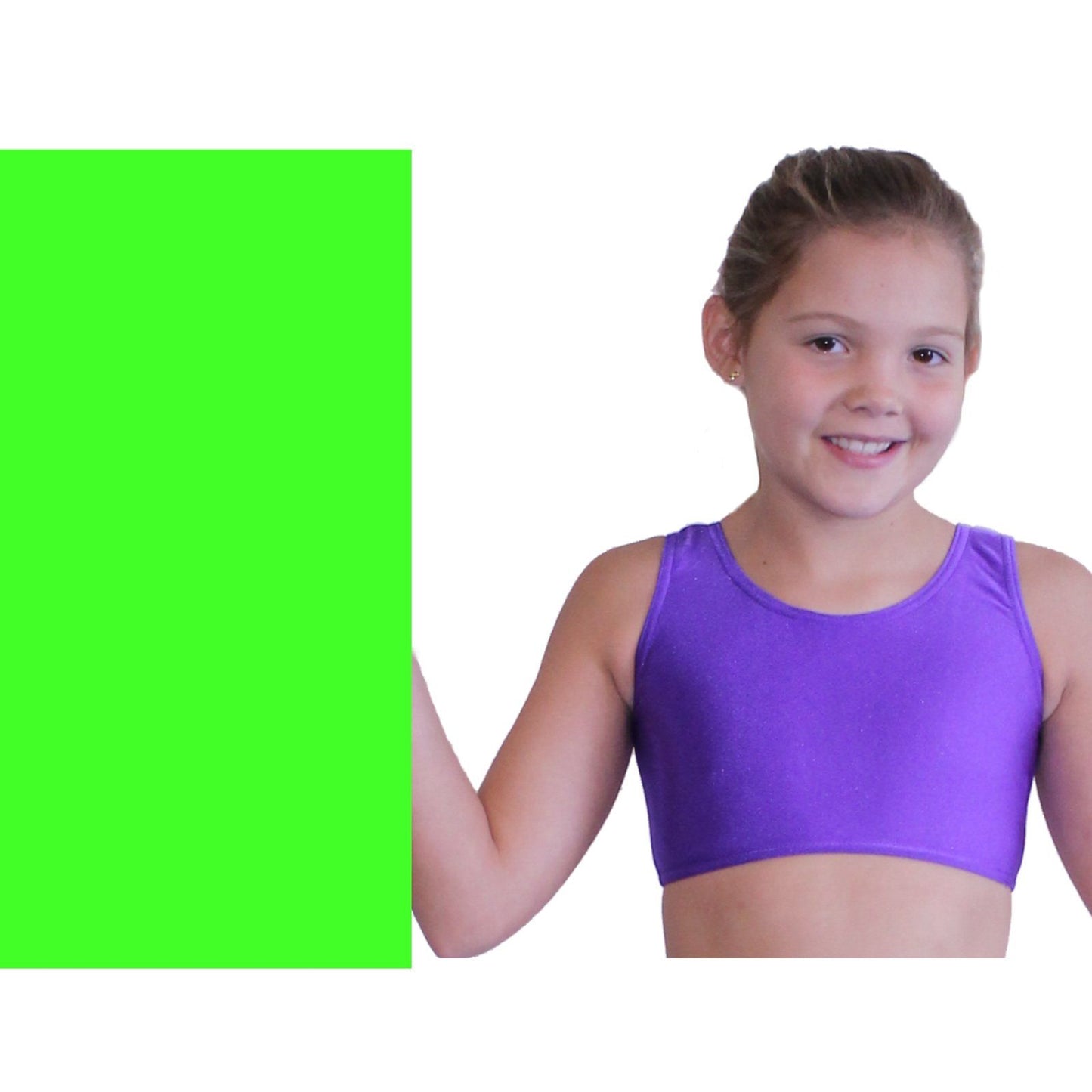 SUZI - SLEEVELESS CROP TOP Dancewear Dancers World Fluorescent Green 00 (Age 2-4) 