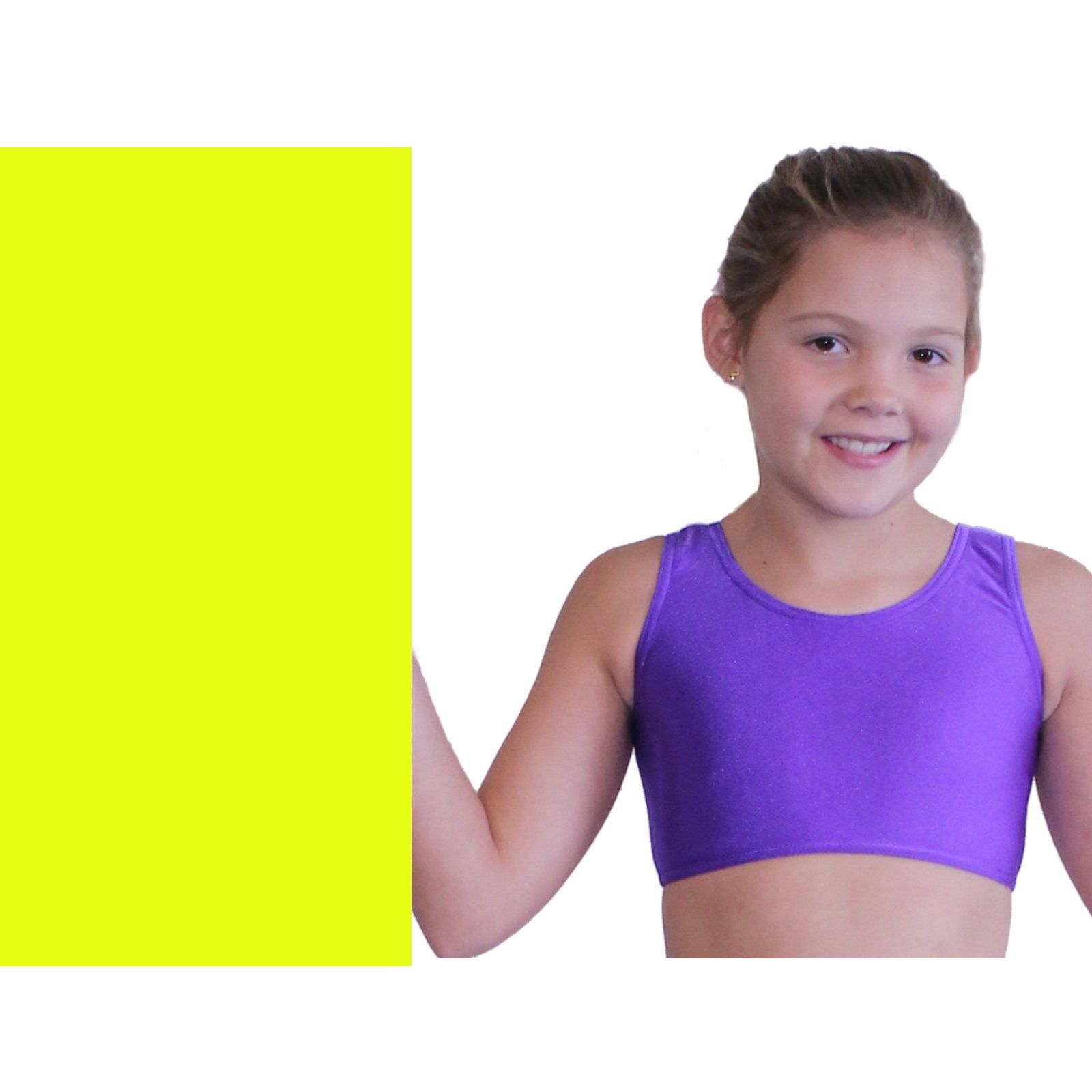 SUZI - SLEEVELESS CROP TOP Dancewear Dancers World Fluorescent Yellow 00 (Age 2-4) 