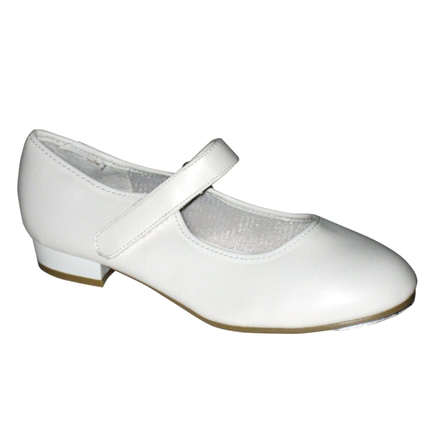 TAPPERS & POINTERS CHILDREN'S LOW HEEL VELCRO TAP SHOES Dance Shoes Tappers and Pointers White Junior 5 