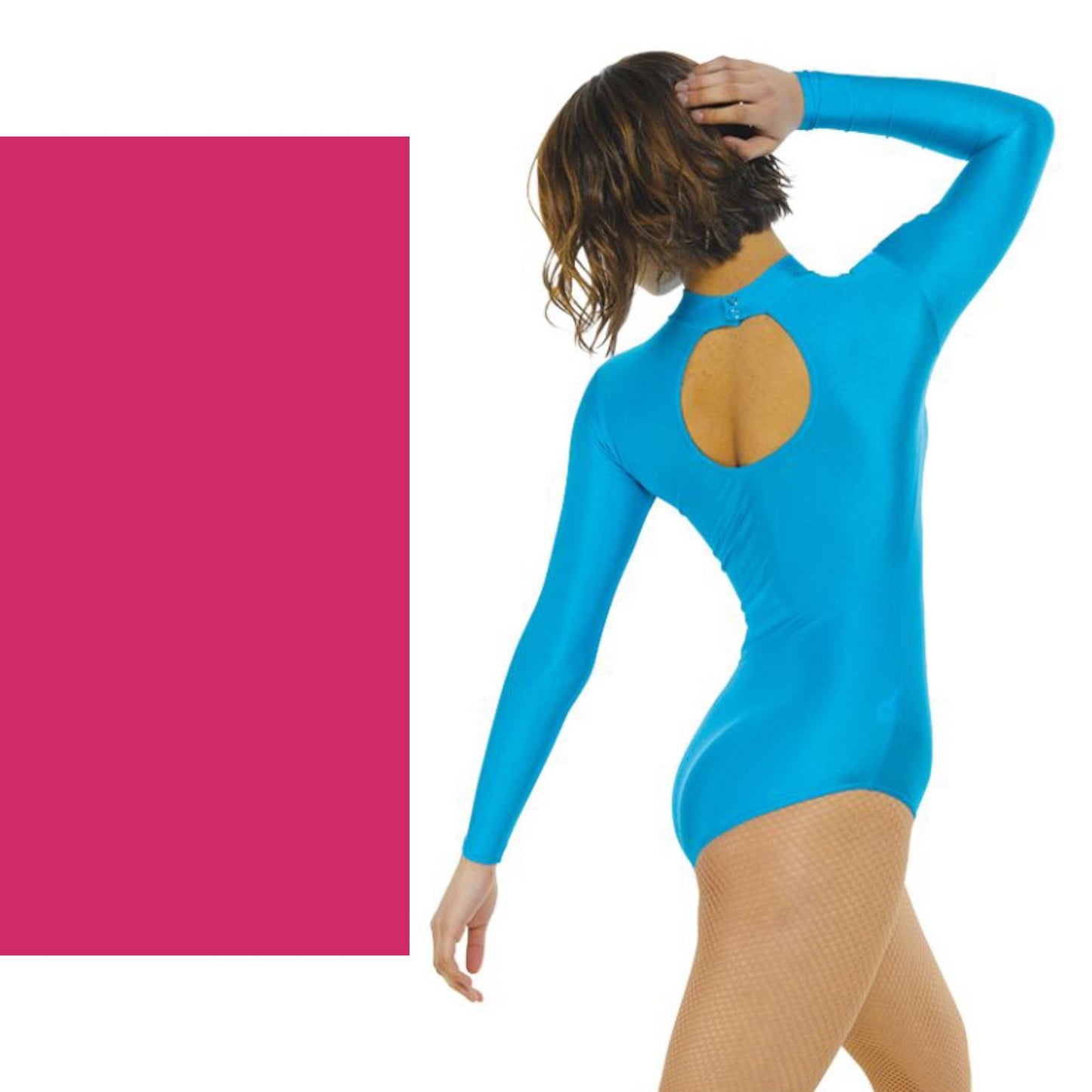 TAPPERS & POINTERS LONG SLEEVE POLO NECK LEOTARD Dancewear Tappers and Pointers Cerise 0 (Age 4-5) 