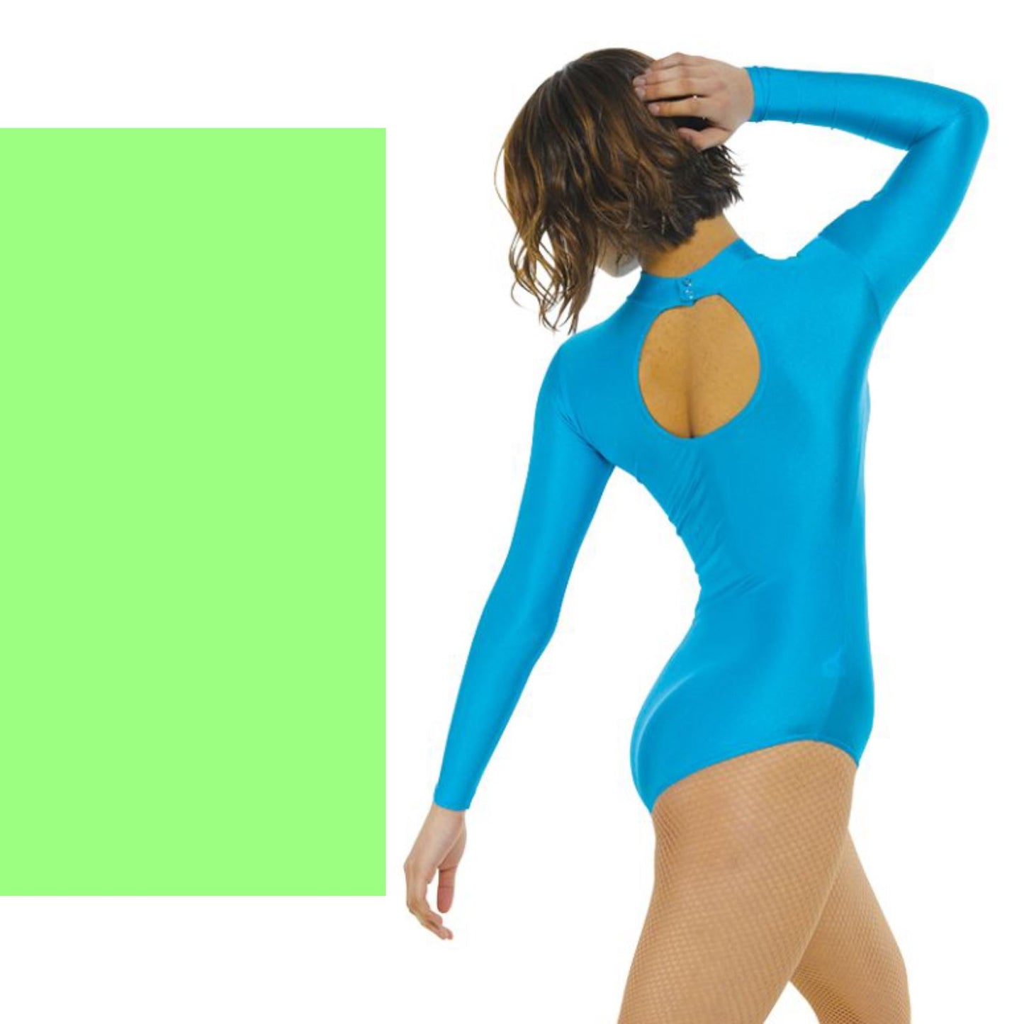 TAPPERS & POINTERS LONG SLEEVE POLO NECK LEOTARD Dancewear Tappers and Pointers Flo Green 0 (Age 4-5) 