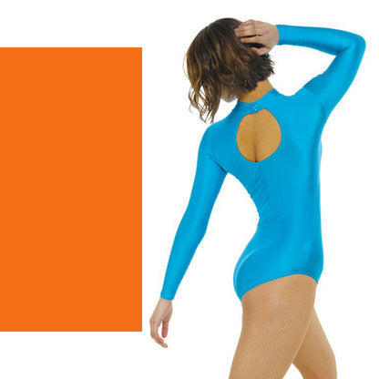 TAPPERS & POINTERS LONG SLEEVE POLO NECK LEOTARD Dancewear Tappers and Pointers Flo Orange 0 (Age 4-5) 