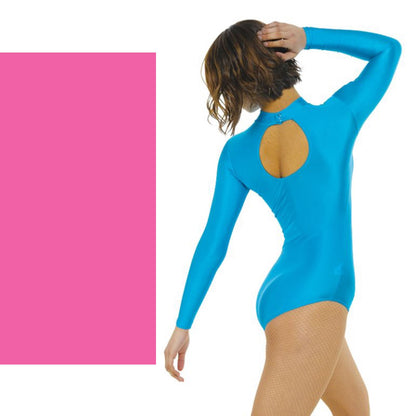 TAPPERS & POINTERS LONG SLEEVE POLO NECK LEOTARD Dancewear Tappers and Pointers Flo Pink 0 (Age 4-5) 
