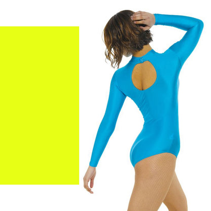 TAPPERS & POINTERS LONG SLEEVE POLO NECK LEOTARD Dancewear Tappers and Pointers Flo Yellow 0 (Age 4-5) 