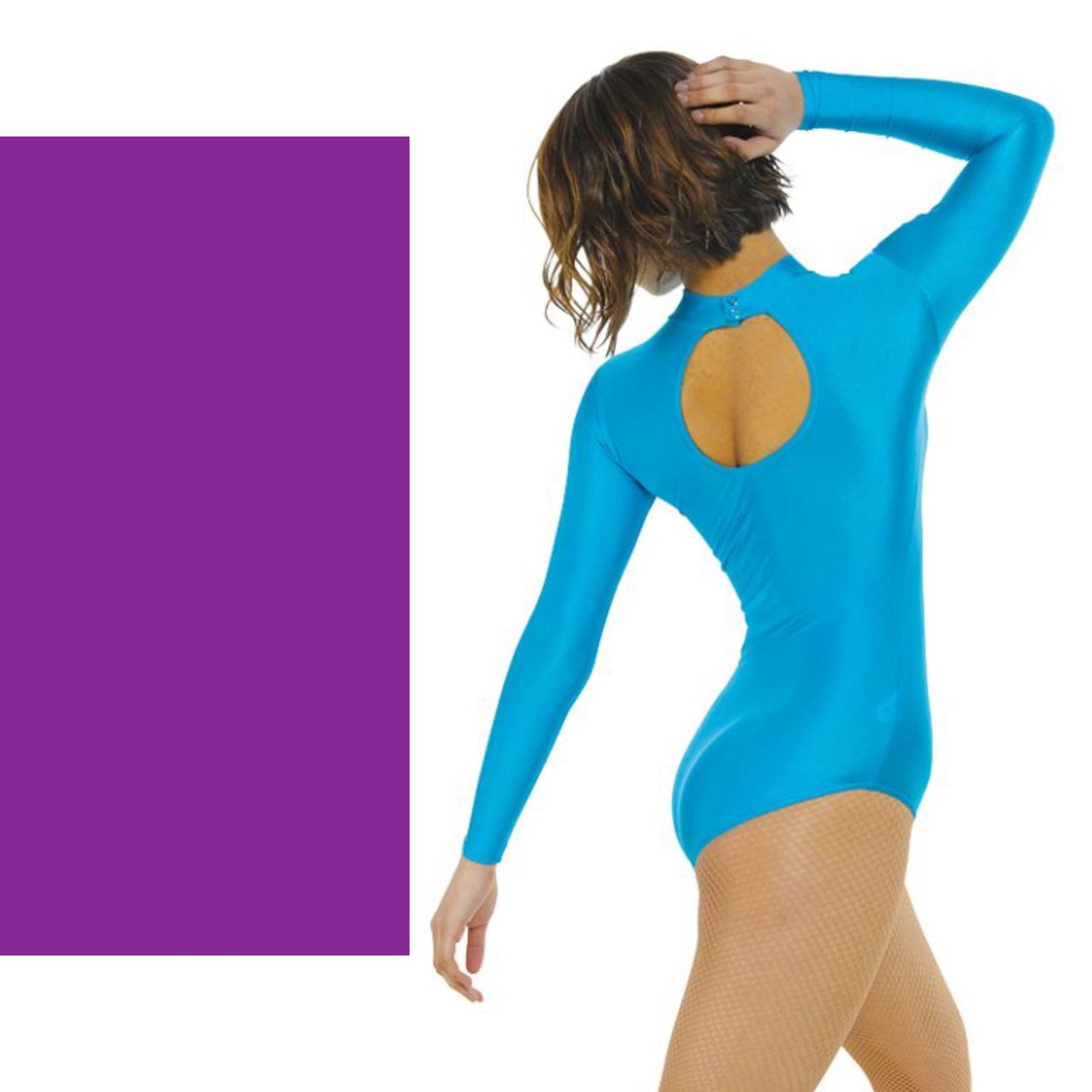 TAPPERS & POINTERS LONG SLEEVE POLO NECK LEOTARD Dancewear Tappers and Pointers Purple 0 (Age 4-5) 