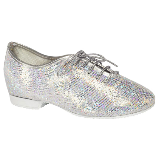 TAPPERS & POINTERS SILVER HOLOGRAM LACE UP JAZZ DANCE SHOES Dance Shoes Tappers and Pointers 
