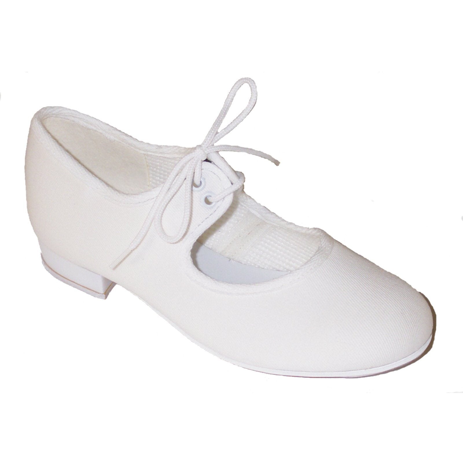WHITE CANVAS LOW HEEL TAP SHOES Dance Shoes Dancers World 